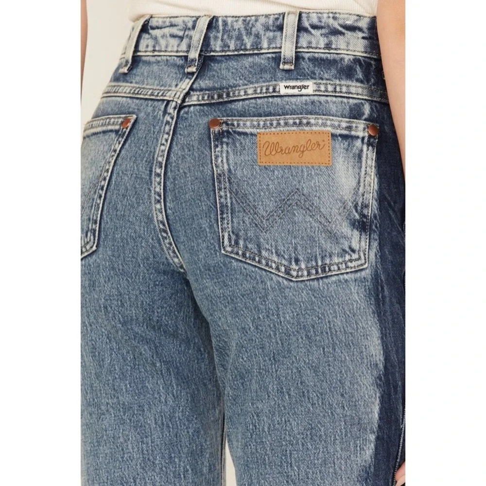 Wrangler Westward High Rise Bootcut Jeans Blue Two Tone Color Block 31x30 - Picture 1 of 16